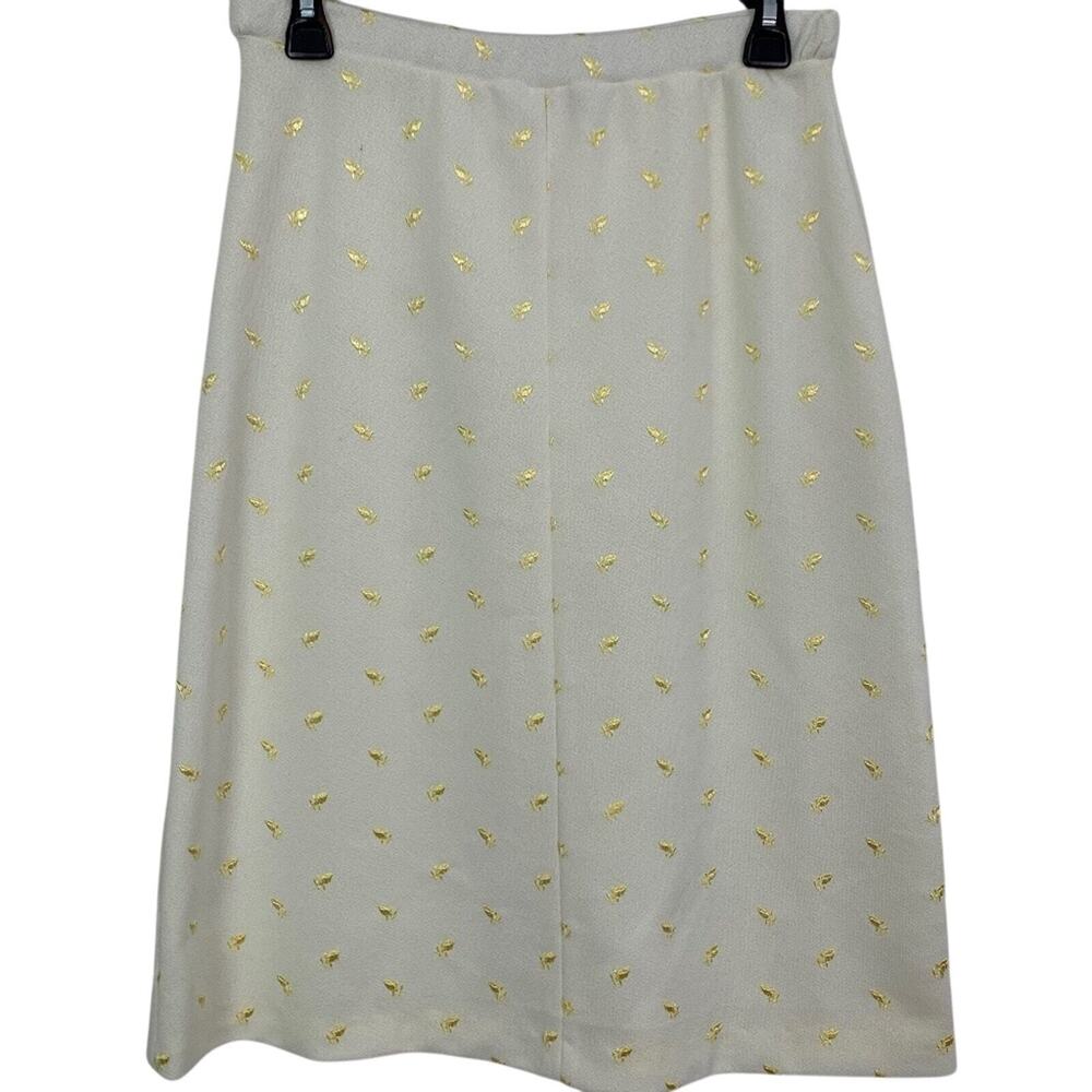 Talbott Travler Womens Knee Length Vintage Ivory Embroidered Pull On Skirt 8